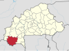 Localisation de la province de la Comoé au Burkina Faso.