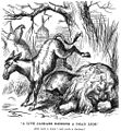 "Live Jackass Kicking a Dead Lion", Thomas Nast, Harper's Weekly, 19. januara 1870.