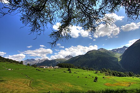 Vue en direction de Bos-Cha sur la commune d'Ardez.