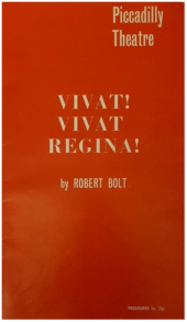 plain cover of theatre programme, giving only the name of the play and theatre and author