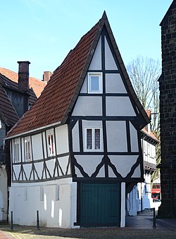 Fachwerkhaus Windloch, eines der kleinsten Häuser in Minden