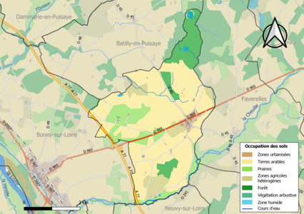 Carte des infrastructures et de l'occupation des sols de la commune en 2018 (CLC).