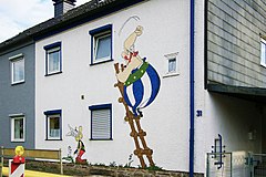 Asterix en Obelix op 'n muur in Hagen (Duitsland)