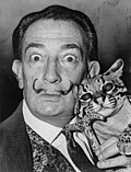 Den spanske surrealisten Salvador Dali (1904-1989) gjorde sin værhårliknende spissbart til et eget kjennetegn, nesten som en skrevet signatur, for seg og sine «ville ideer». Han lagde blant annet en berømt kopi av Mona Lisa påtegnet slike barter. Bildet er fra 1965 og viser maleren sammen med en ozelot.