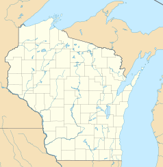 Mapa konturowa Wisconsin, na dole nieco na lewo znajduje się punkt z opisem „Westby”