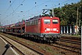 140 771 im aktuellen, verkehrsroten Farb­schema mit Einholm­stromabnehmer auf dem Berliner Außen­ring (September 2005)