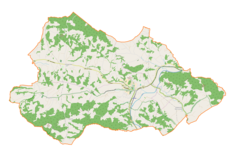 Mapa konturowa gminy Gromnik, w centrum znajduje się punkt z opisem „Cmentarz wojenny nr 149Chojnik”