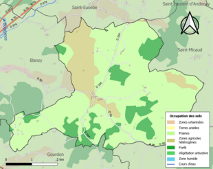 Carte en couleurs présentant l'occupation des sols.