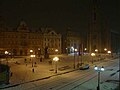 View of central square in Novi Sad in winter