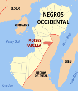 Mapa ning Negros Occidental ampong Moises Padilla ilage