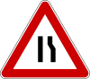 Road narrows on right side