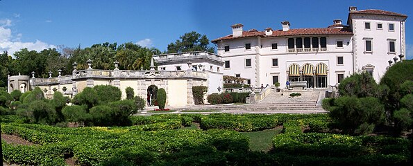 West view of Villa from the Italian Renaissance gardens.