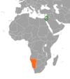 Location map for Israel and Namibia.