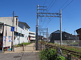 歩道として整備された旧駅跡地