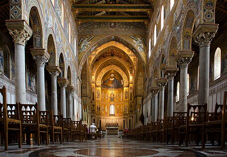 Nave da Catedral de Monreale, na Sicília normanda (1172–1267)