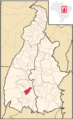 Location of Gurupi in the state of Tocantins