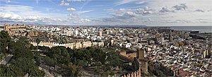 View of Alcazaba Fotress and panorama Almeria from Castila Park