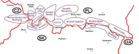 Map of the Beskid ranges in Slovakia and Poland