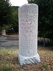 Limestone replica of a Roman milestone CIL 17-02, 183 at Le Teil