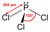 Structuurformule van fosfortrichloride