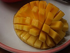 The "hedgehog" style is a form of mango preparation