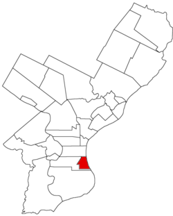 Map of Philadelphia County, Pennsylvania highlighting Southwark District prior to the Act of Consolidation, 1854