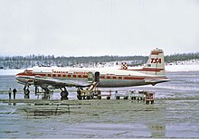 A four-engined aircraft on the ground