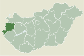 Location of Vas County in Hungary