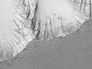 Layers in the wall of Noctis Labyrinthus taken with Mars Global Surveyor, under the MOC Public Targeting Program.