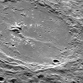 Oblique view of the crater showing some hollows