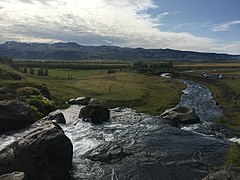 View of the river Merkjá over the second drop