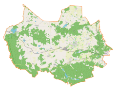 Mapa konturowa gminy Jonkowo, blisko prawej krawiędzi znajduje się punkt z opisem „Żurawno”