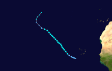 A track map of Tropical Storm Lisa during late September