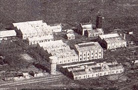 Vista aérea de los talleres ferroviarios.