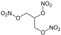 Structuurformule van nitroglycerine