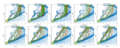 Image 42Time series of maritime traffic crossing the Indian Ocean showing the effect of piracy and its progressive decline in re-routing ships. Each sub-plot shows 6-month colour-coded trips, red southbound and green northbound, using Long Range Identification and Tracking (LRIT) historical data. Operational authorities requested an increase of LRIT reporting frequency from ships in 2009 and 2010 in order to better track them remotely in the High Risk Area. The increase of tracking points can be erroneously perceived as an apparently higher volume of traffic with respect to other periods. (from Piracy off the coast of Somalia)