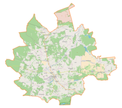 Mapa konturowa powiatu kolbuszowskiego, po lewej znajduje się punkt z opisem „Dolny Przyłęk”