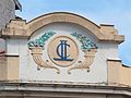 Early version of the Credit Lyonnais logo on a branch building in Vouziers, France