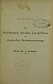 Beziehungen zwischen physikalischen Eigenschaften und chemischer Zusammensetzung der Korper, 1898