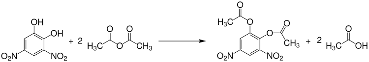 Veresterung von 3,4-Dinitrobrenzcatechin mit Acetanhydrid