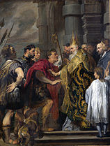 Anthony van Dyck - Keisar Theodosius blir forboden frå domkyrkja i Milano av heilage Ambrosius (1619-20)