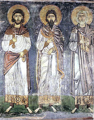 Trois des cinq martyrs : les saints Eugène, Eustrate et Auxence.