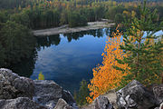 Marble Lake in Karelia. Ruskeala. Russian