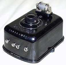 Polish Detefon brand radio, 1930–1939, using a "cartridge" type crystal (top)