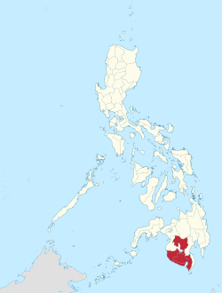 Mapa de Filipinas con Soccsksargen resaltado