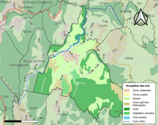 Carte en couleurs présentant l'occupation des sols.