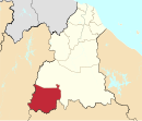 Lojing highlighted in Kelantan, Malaysia 罗京副县于吉兰丹州的位置