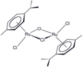 The diruthenium of cymene is readily cleaved by ligands to give monoRu half-sandwich derivatives.