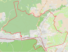 Mapa konturowa Redy, na dole nieco na prawo znajduje się punkt z opisem „Reda”