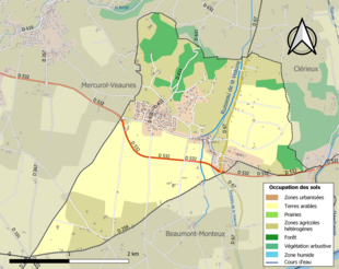 Carte en couleurs présentant l'occupation des sols.